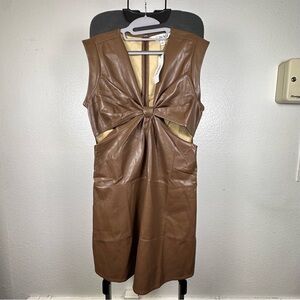 The Drop |‎ Chic Brown Faux Leather Dress